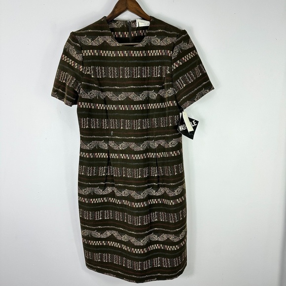 Miss Dorby Petites Dress Women 6P‎ Brown Work Mod Retro Geometric Western Boho - Picture 1 of 7